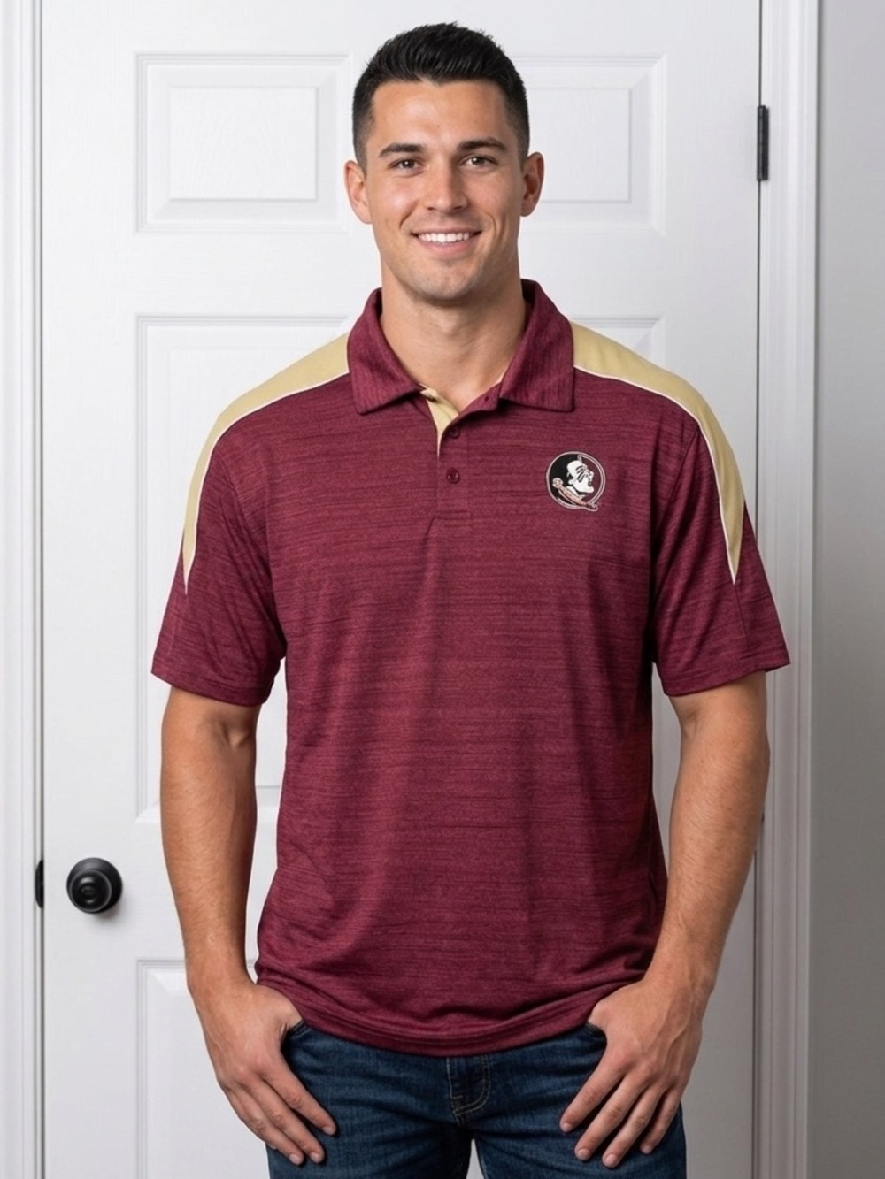 Florida State University Seminoles Colosseum NCAA Garnet/Gold Skip Polo Sz 2X